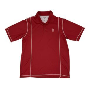 Stanford Cardinal Polo Shirt Men's Size L Red Short Sleeve Quick Dry Athletic